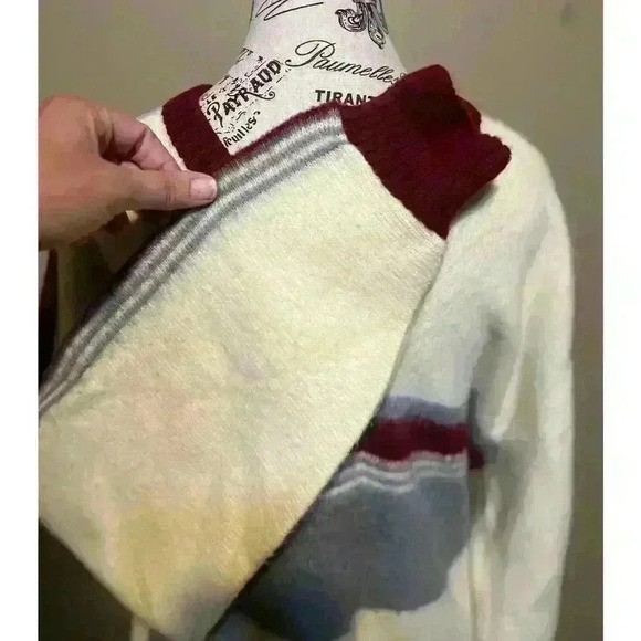 VTG 80s 90s Mens Striped Sweater By Campus 100% Virgin Acrylic Made In USA XL - Picture 4 of 10